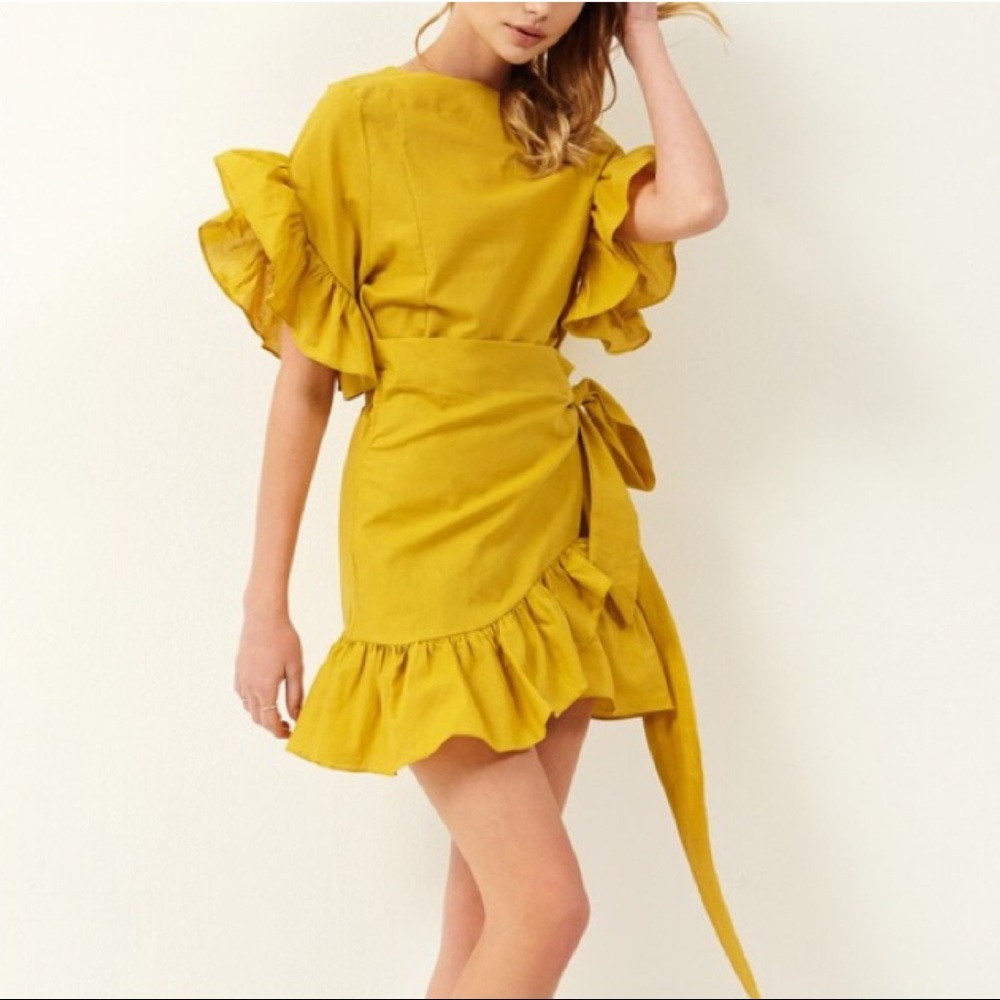 Storets Avril Yellow Wrap Dress
